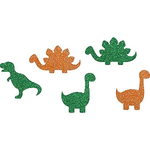 Aplique Glitter Dinossauros em EVA - 5 unidades