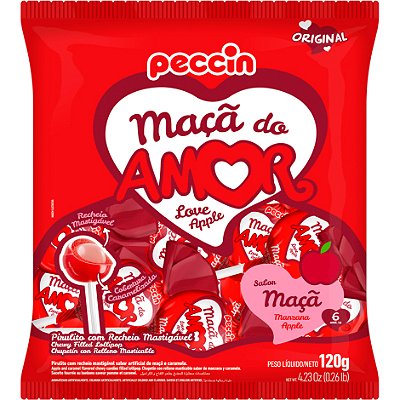 Pirulito Maçã Do Amor - Pacote 480g - 24 Unidades