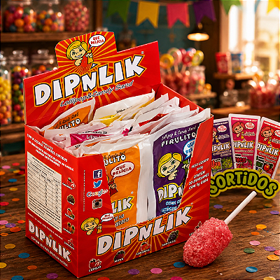 Pirulito DipnLik Sabor Sortidos - Caixa 200g - 25 Envelopes