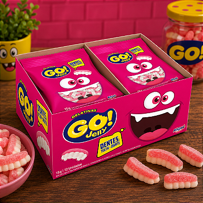 Bala De Gelatina Go Jelly Dentes - 12 Unidades de 15g