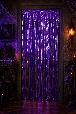 Cortina Decorativa Metalizada - Cor Roxo - 1x2 Metros