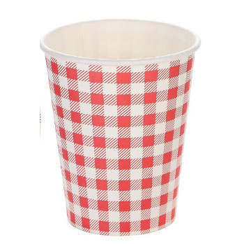 Copo De Papel Festa Junina Xadrez Vermelho 250ml - 10 Unidades