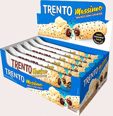 Trento Massimo Branco Com Cookies 38% de Cacau - Caixa 480g - 16 Unidades