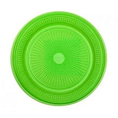 Prato Plástico Biodegradável 15cm Crystal Neon Verde - 10 unidades