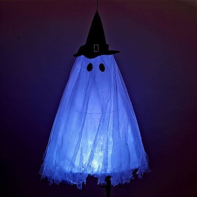 Fantasma com LED Halloween – 80cm | Decoração com Luz para Dia das Bruxas