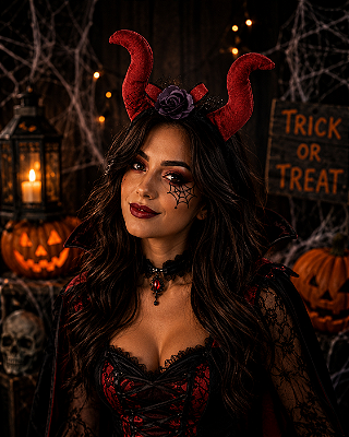Tiara Chifre Mexicana com Flor Halloween