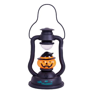 Lanterna Lampião Abóbora Halloween com Som e Luz 21cm