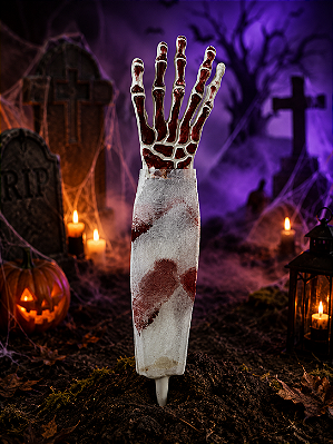 Enfeite Mão Esqueleto Caveira Halloween - 40x8cm