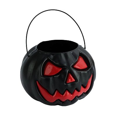 Balde Abobora Preta Para Doces Festa Halloween - 19cm x 14cm