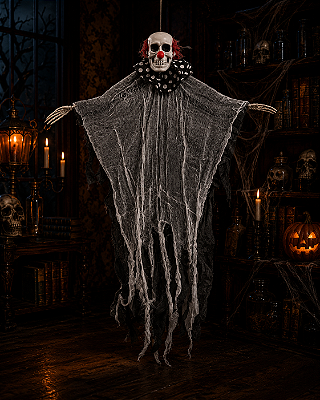 Enfeite Halloween Palhaço Fantasma 100cm – Decoração Assustadora