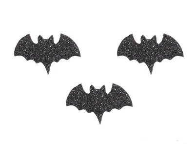 Aplique Glitter para Decoração Morcego Halloween 12 x 7cm - 3 unidades