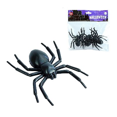 Aranha Halloween Preta De Plástico Halloween 10 x 8cm - 6 Unidades