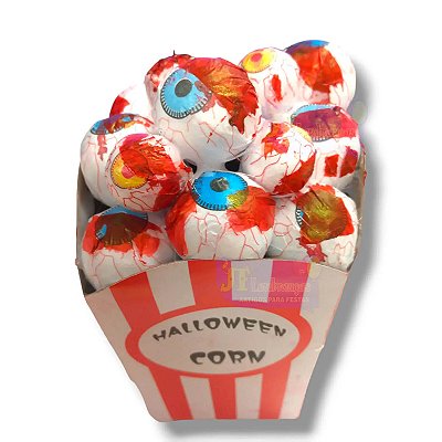 Pipoca Decorativa com Olhos Halloween 15cm - 1 Unidade