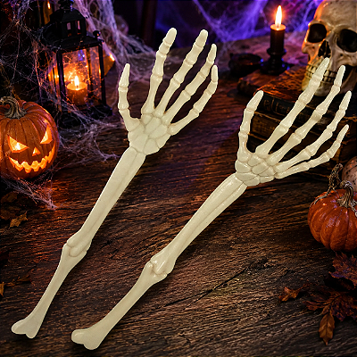 Enfeite Halloween Mão de Esqueleto 35cm - 2 Unidades (1 par)