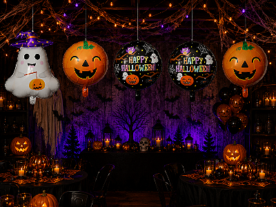 Kit Balão Metalizado Happy Halloween Fantasma c/5 Peças