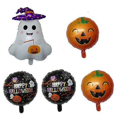 Kit Balão Metalizado Happy Halloween Fantasma c/5 Peças