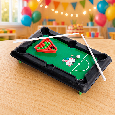 Brinquedo Infantil Mini Sinuca De Plástico 24 Peças - 18x13cm
