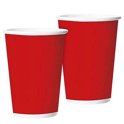 Copo de Papel Vermelho 250ml - 10 unidades