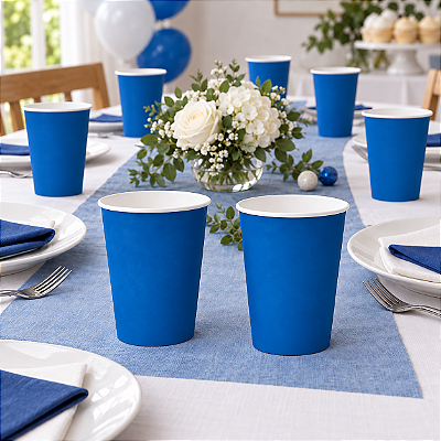 Copo de Papel Liso Azul 250ml - 10 Unidades