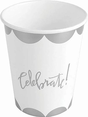 Copo de Papel Celebrate Prata 250ml - 10 Unidades