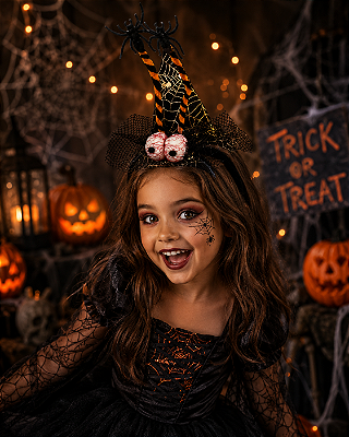 Tiara Chapéu Luxo com Aranha e Olhos – Halloween | Acessório Divertido e Temático