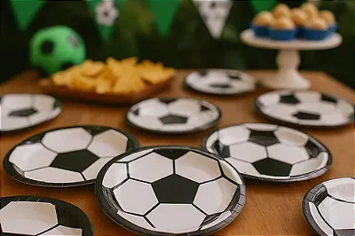 Prato de Papel Redondo Festa Futebol 18cm - 10 Unidades