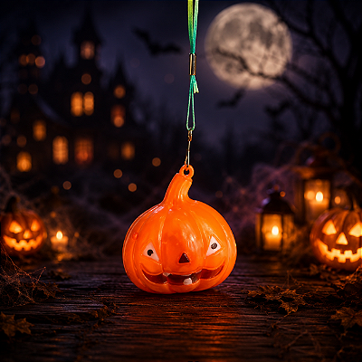 Colar Pisca-Pisca Abóbora Led Halloween - 1 Unidade