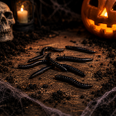 Vermes Halloween Brinquedo Falso 3cm - 60 Unidades
