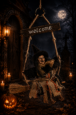 Bruxinha Welcome Halloween com Movimento /Luz e Som - 1 Unidade
