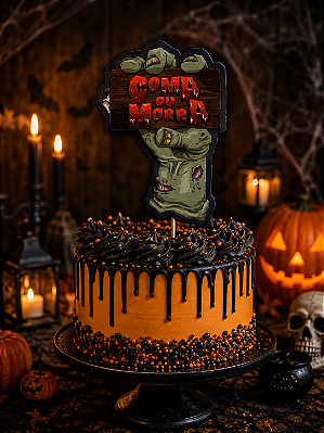 Topo de Bolo Halloween Bruxa – 25cm | Decoração para Festas Temáticas