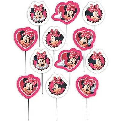 Palitos Decorativos em E.V.A para Docinhos Festa Minnie 10cm - 12 Unidades