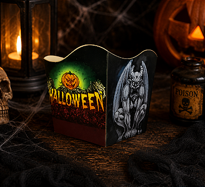Cachepot Papel Doces Decoração Mesa Halloween Horripilante 12cm x 10cm - 1 Unidade