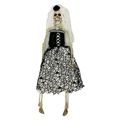 Noiva Zumbi Elegante Cadáver Esqueleto Realista Halloween - 40 cm