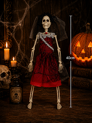 Caveira Zumbi Elegante Cadáver Esqueleto Realista Halloween - 40 cm