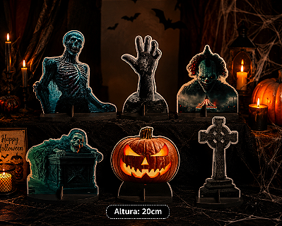 Decoração De Mesa Enfeite Display Halloween 20cm - 6 Unidades