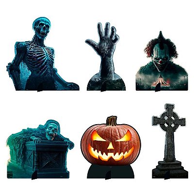 Decoração De Mesa Enfeite Display Halloween 20cm - 6 Unidades