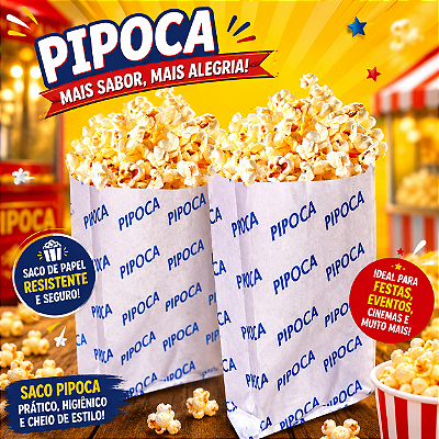 Saco Papel Pipoca 7,5X14cm - 50 Unidades