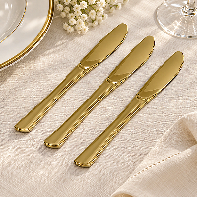 Faca Refeição Linha Gold Premium Dourado - 8 Unidades