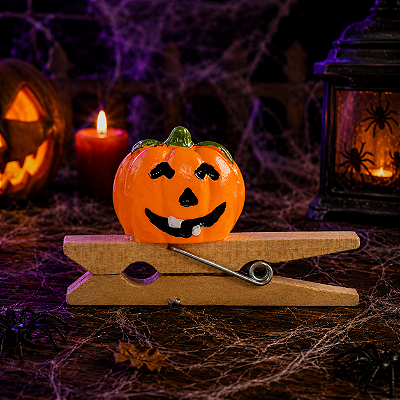 Prendedor 3D Abóbora Laranja Halloween – Kit com 6 Unidades