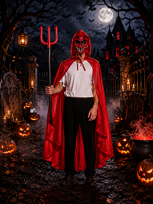 Tridente Vermelho do Diabo Halloween - 70cm