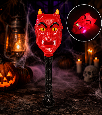 Bastão Luminoso Diabo Piscando LED Halloween - 24cm