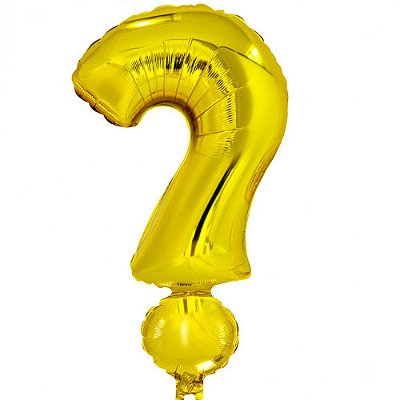 Balão Metalizado Ponto de Interrogação Dourado - 27 x 40 cm.