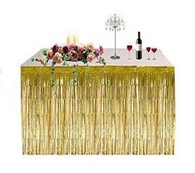 Saia de Mesa Metalizada Dourado - 2.70m de largura x 75cm Altura