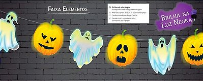 Faixa Decorativa Fluorescente Halloween Elementos