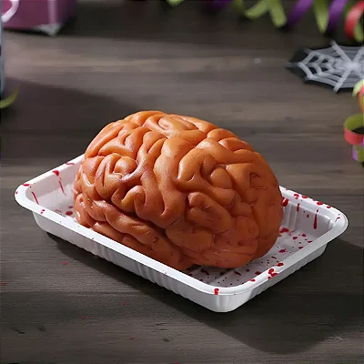 Enfeite Cérebro Humano com Bandeja Halloween - 14cm