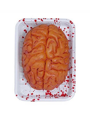 Enfeite Cérebro Humano com Bandeja Halloween - 14cm