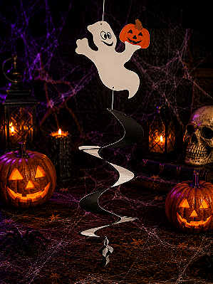 Enfeite Espiral Fantasma/Abóbora Halloween 1,20 Metro - Envio Aleatório Fantasma ou Abóbora - 1 Unidade