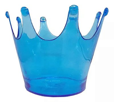 Cachepot de Coroa Azul Acrílica Transparente