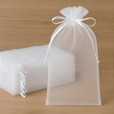 Saco Organza Saquinho Branco 14x20cm - 10 unidades