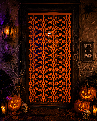 Cortina Decorativa de Halloween - Abóboras 2x1 Metros